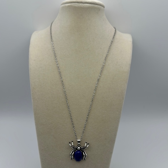 Lapis Lazuli/Copper Spider Pendant Necklace - Picture 2 of 9